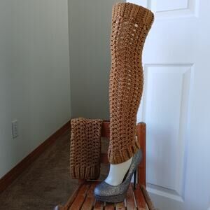 Gold Leg Warmers Bryce Canyon OSFM crochet over the knee retro dance premade